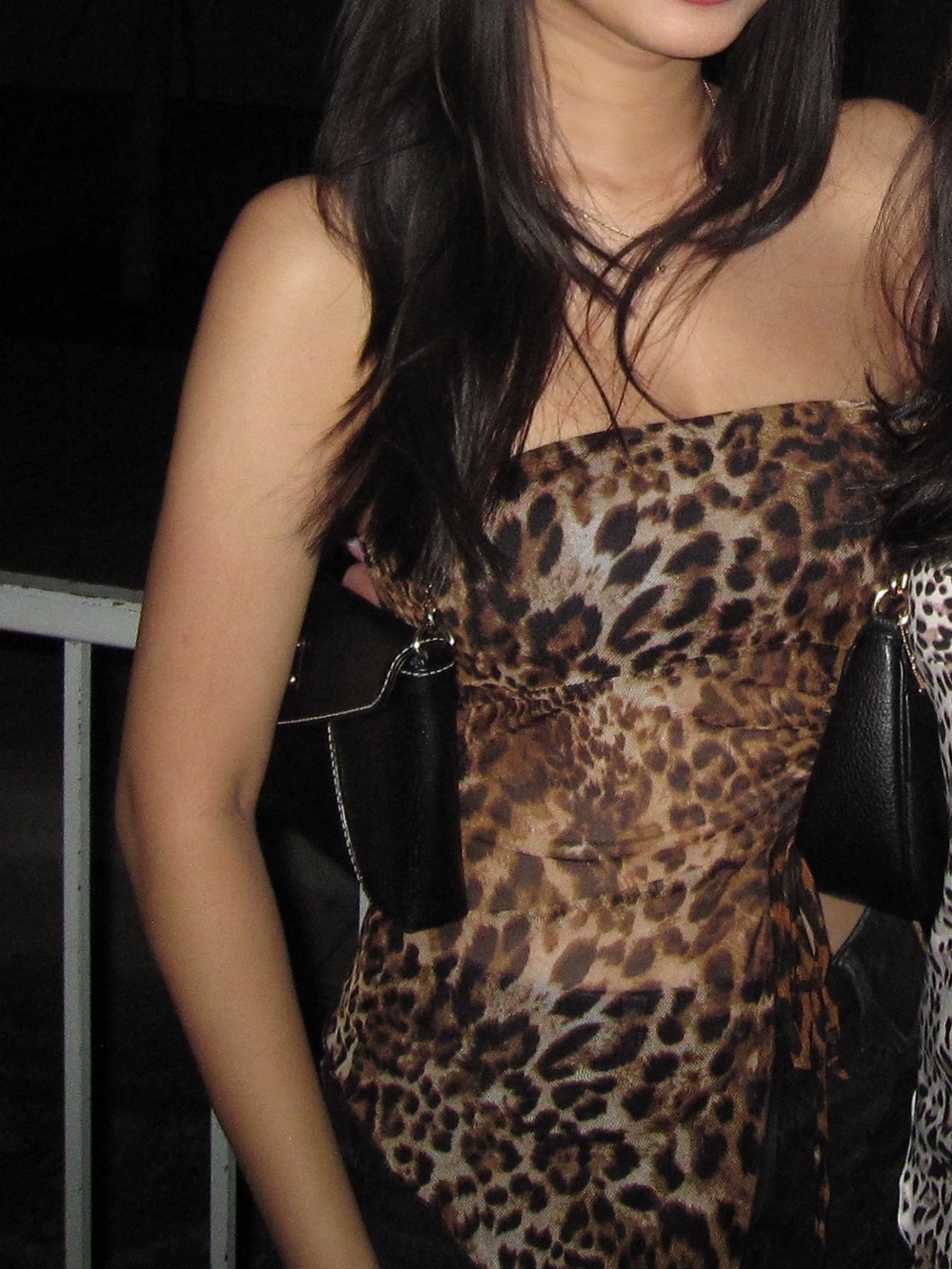 leopard print strapless sheer top asymmetrical size small